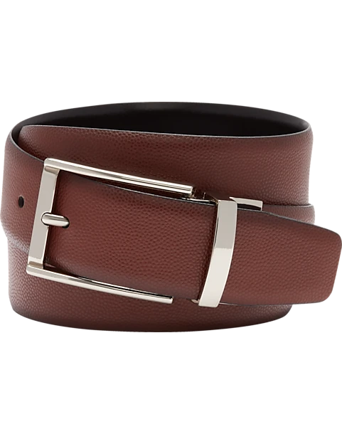 Joseph Abboud Feather Edge Reversible Pebbled Leather Belt, Cognac 1 Joseph Abboud Feather Edge Reversible Pebbled Leather Belt, Cognac