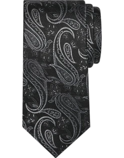 Pronto Uomo Narrow Tie, Black Paisley