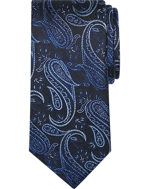 Pronto Uomo Narrow Tie, Blue Paisley 1 Pronto Uomo Narrow Tie, Blue Paisley