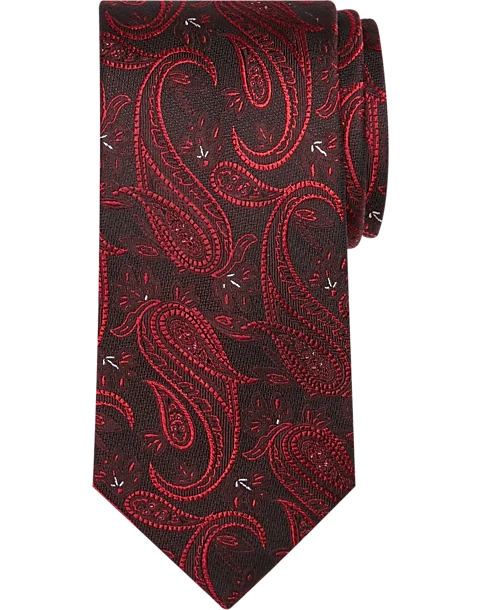 Pronto Uomo Narrow Tie, Burgundy Paisley 1 Pronto Uomo Narrow Tie, Burgundy Paisley