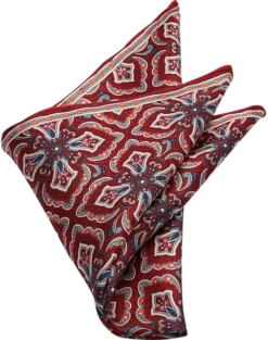 Pronto Uomo Pocket Square, Burgundy Oversized Medallion