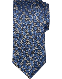Pronto Uomo Narrow Tie, Blue Floral