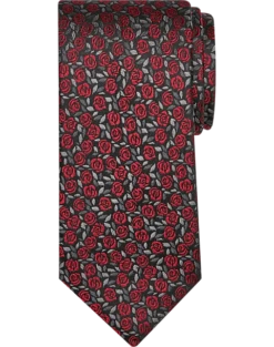 Pronto Uomo Narrow Tie, Red Floral