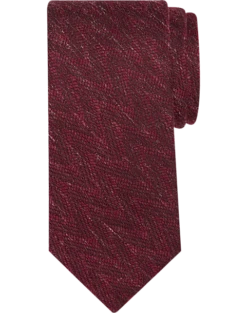 Pronto Uomo Narrow Tie, Burgundy Sketched Zigzag