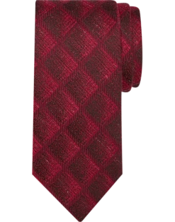 Pronto Uomo Narrow Tie, Burgundy Sketched Diamond