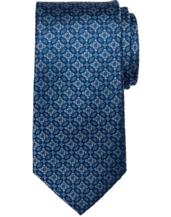 Joseph Abboud Narrow Tie, Blue Medallion