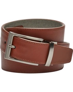 Joseph Abboud Reversible Leather & Linen Casual Belt, Tan & Brown