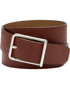 Joseph Abboud Leather Casual Belt, Cognac Abstract Geo