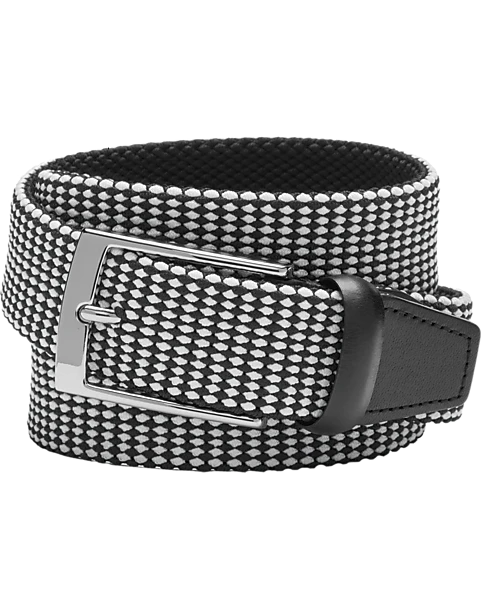 Joseph Abboud Woven Casual Belt, Black & White Diamond Check 1 Joseph Abboud Woven Casual Belt, Black & White Diamond Check