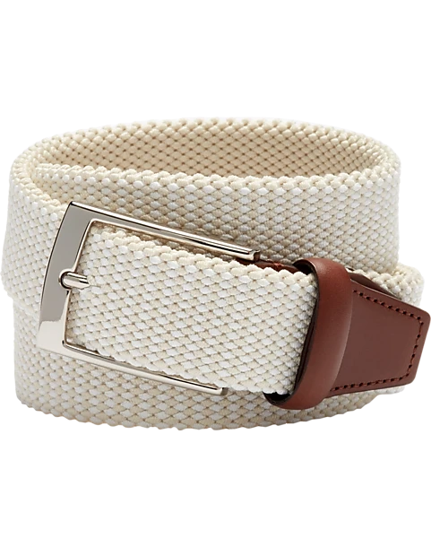 Joseph Abboud Woven Casual Belt, Ivory & White Diamond Check 1 Joseph Abboud Woven Casual Belt, Ivory & White Diamond Check