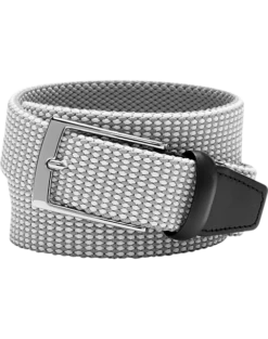 Joseph Abboud Woven Casual Belt, Gray & White Diamond Check