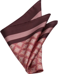 Joseph Abboud Pocket Square, Burgundy Medallion