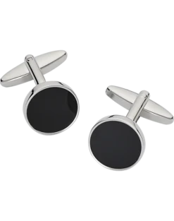 Pronto Uomo Black Onyx Round Cufflinks