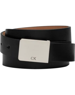 Calvin Klein Plaque Buckle Belt, Black