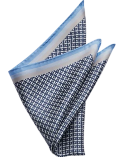 Pronto Uomo Pocket Square, Blue Check