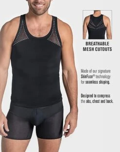 Leo By Leonisa Seamless Compression Tank, Black -Elite Suit Shop MW40 8YFW 02 LEO USA BLACK ALT2