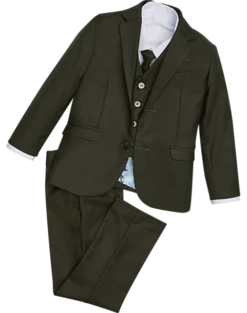 Peanut Butter Collection Slim Fit Toddlers Tuxedo, Olive